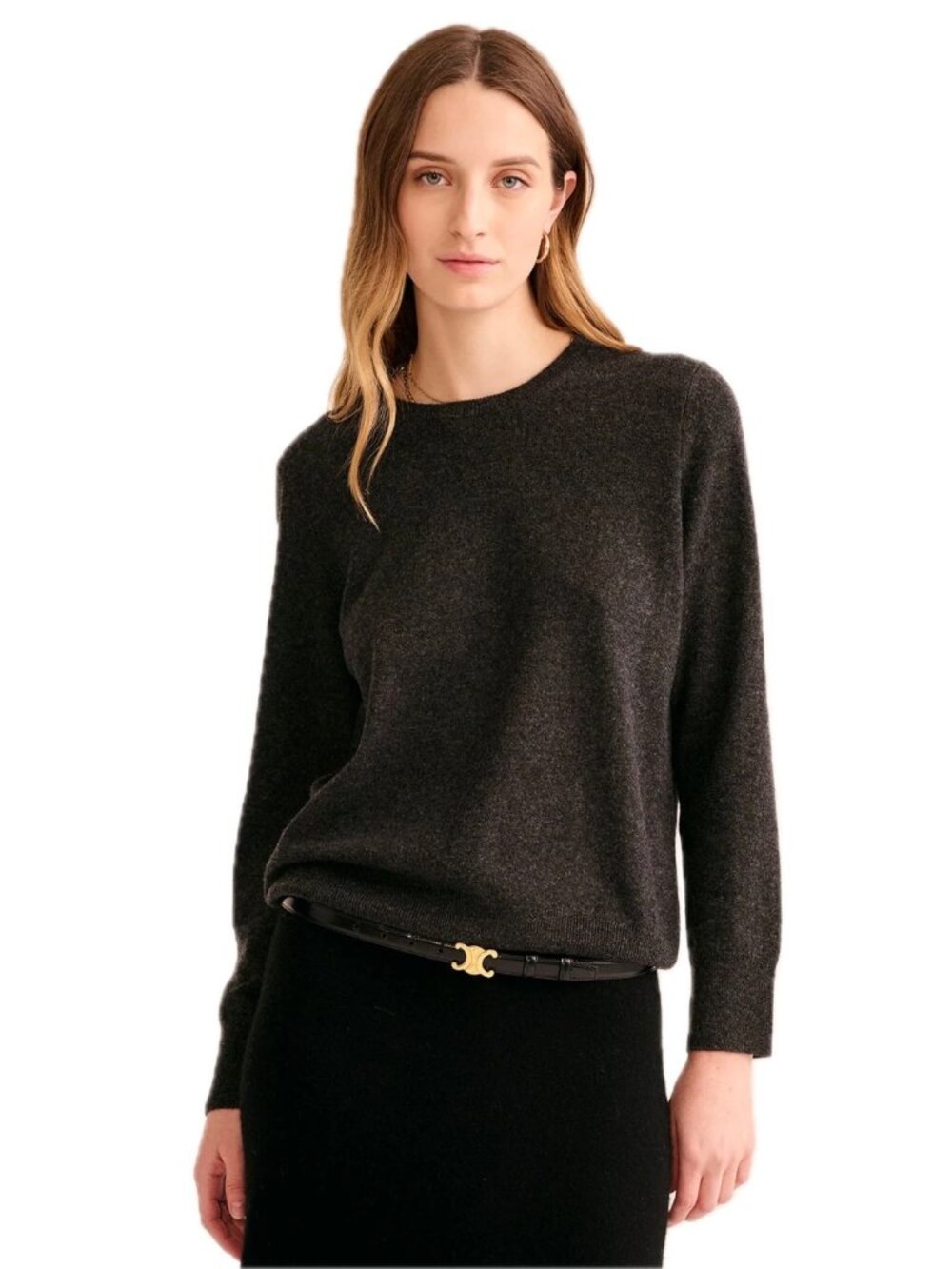 Naadam The Original Cashmere Sweater Crewneck Pullover Long Sleeve in Smoke NEW